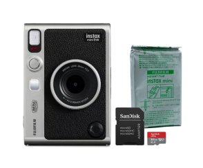 Fujifilm instax Mini Evo black + KARTA SANDISK 64GB + adapter + Wkład Instax mini 10szt.