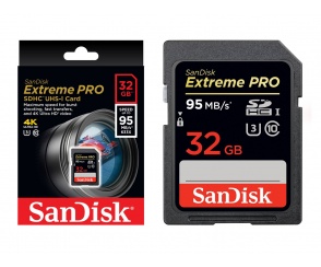SanDisk 32 GB SDHC Extreme Pro  (95MB/s) UHS-I v30